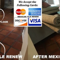 Mexican Tile Renew Project With Rubber Rug Pad Stuck to Floor and Cracked Tiles Repaired Clean and Seal All.